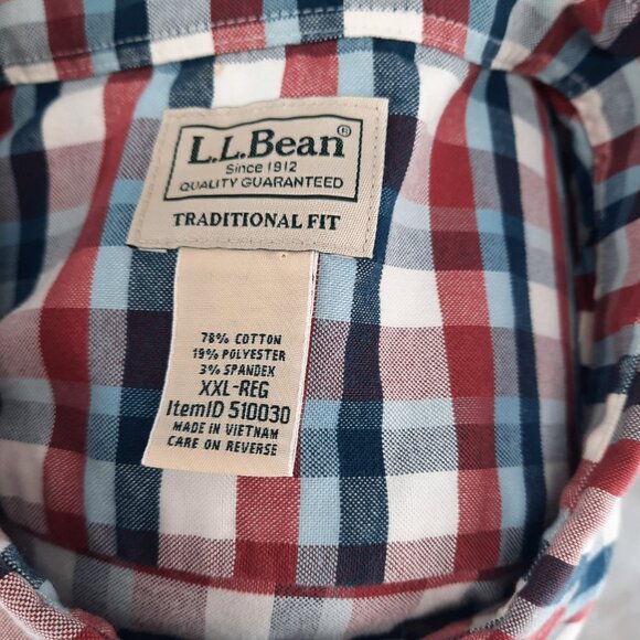 LL Bean Plaid Long Sleeve Shirt Men's Size 2XL Traditional Fit Button Down XXL - Picture 6 of 6